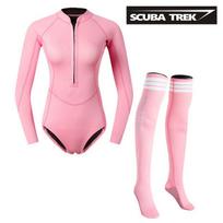 Womens 2mm Neoprene Fullsuit Wetsuit Snorkeling Diving Surfing UV Protection Thermal Warm S pink