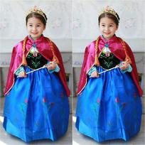 Frozen Girls' Children's Elsa Gorgeous Dress Princess Anna Party Skirt Role-Play Costume Rose Red and Blue 6-7 Years 120 mėlyna