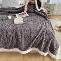 Žiemą sustorėjusi antklodė Dvipusė pūkinė pliušinė dvisluoksnė 3D žakardo vienspalvė biuro miegamasis bendrabutis Namų lova sofa Kelionės jauki šilta antklodė 180*200cm pilka
