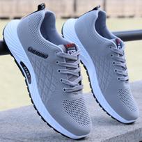 Vasaros vyriški batai kvėpuojantys tinklelio batai kasdieniai sportiniai batai tuščiaviduriai madingi batai bėgimo tinklelio batai darbo batai vyrams 44 standard size gray