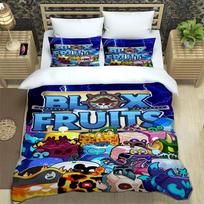 3D Game B-blox Fruits Bedding Sets Exquisite Bed Supplies Set Duvet Cover Bed Comforter Set Bedding Set Luxury Birthday Gift 70x133cm 3pcs blue