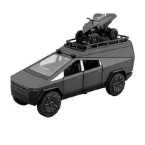 1/32 Tesla Cyber sunkvežimis Pikapas Lydinio Kempingas RV Automobilio Modelis Metaliniai Žaisliniai Mikroautobusiukai Kemperis Turistinis Automobilis Modelis Garsas Šviesa Vaikų Dovanos pilka spalva