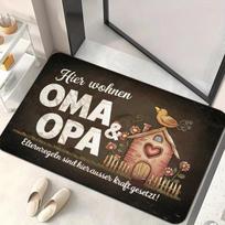 1pc  Hier Wohnen OMA & OPA  Text DoorMat, Non-slip Carpet, Suitable for Living Room, Bedroom, Bathroom, Holiday Home Decoration 40x60cm gray