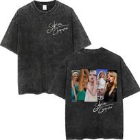 Vintage Washed Sabrina Carpenter Merch T Shirts High Quality Fashion Short Sleeve Tshirt Unisex Women Casual Oversized Tshirts L black