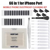 66PCS Dust Plug Phone Speaker Anti Dust Mesh Sticker Universal for iPhone 16 Type C Micro USB Charge Port Protector Cleaning Set white