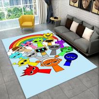 Muzikinis Sprunki Incredibox žaidimas Neslystantis kilimėlis svetainei, miegamajam, žaidimų kambariui, minkštas kilimėlis grindims Namų dekoras Kilimas Vaikų kambarys 40x60cm black