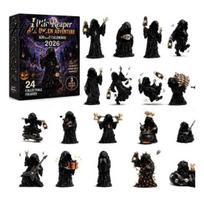 Mini Pendant Charms Grim Reaper Advent Calendar 2026 24-Day Halloween Countdown with 24 Collectibles Pcs 2D Flat Black Robed Figures for Kids Adults black