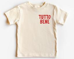 Super Cute Kid’s Italian Theme T-Shirt | Tutto Bene Infant, Toddler Shirt | Gift Idea Boy, Girl | Italy, Italia Travel Tee | Summer Outfit 120 white