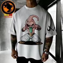 2026 New Summer Hot New Dragon Ball Majin Buu Retro Print T-shirt T-shirt Men's and Women's T-shirt Sports Fitness Men's T-shirt M gray