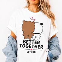 Bubu Dudu matching couple T-shirt, Romantic Anniversary gift, Custom shirt 150 brown