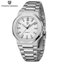 Naujas PAGANI DESIGN 40MM vyriškas laikrodis, prabangus automatinis laikrodis vyrams, mechaninis rankinis laikrodis, nerūdijančio plieno, safyro stiklas white