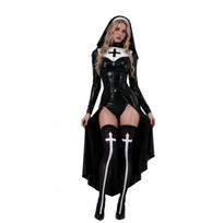Vampiro kostiumas seksualus vienuolės kostiumas Helovino kostiumas kryžius tamsus gotiškas kostiumas XL black
