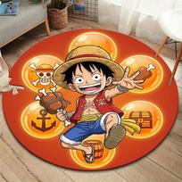 One Piece Poster Round Area Rug Carpet Rug For Living Room Bedroom Sofa Playroom Decor Nonslip Floor Mat 80cmx80cm brown