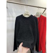 Retro lazy style high-end loose pullover sweater women's autumn and winter new thickened soft waxy knitted sweater top One size juoda