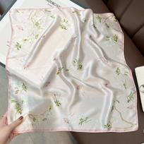 100% Silk Scarf Neck Kerchief Foulard Female Bandana Scarves for Women Hijab Tie Shawl Wraps Square Neckerchief Popular Real Silk 53x53cm gray