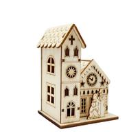 Kalėdinė šviečianti medinė namelio dekoracija Šventinė stalo dekoracija Tinka šventiniams vakarėliams ir namų dekoravimui Kalėdinės dovanos One Size beige