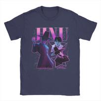 Vintage T-Shirt Summer Jinu K-Pop Demon Hunters Saja Boys Trendy T-Shirts Cotton Tee Shirt for Men Y2K Basic Short Sleeve Tops 4XL blue