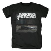 Vintage Tshirt Punk Rock T Shirt Asking Alexandria Tshirt Mens Cotton Tees Tops Graphic Skeleton Streetwear Hip Hop Tshirts M black