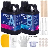 Fast Curing 1:1 Crystal Clear Epoxy Resin Kit Heat Resistant Casting Coating Resin for Art DIY Craft Jewelry Wood Table Top black