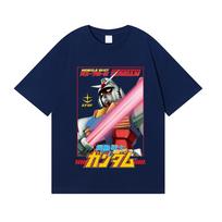 2026 New Gundam Japanese Style Classic Print Tshirt Short Sleeve Tshirt Mens and Womens Tshirt Mens Tops Harajuku 4XL blue