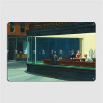 DORA Tin Sign Edward Hopper Nighthawks Metal Sign Wall Mural Living Room Personalized Wall Decor Tin Sign Posters 30x40cm(11.8x15.7inch) black