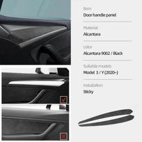 For Tesla Model Y Model 3 2019-2022 Made of Alcantara Dashboard Door Panel Trim Strips Instrument Stickers Car Inteior Accessory 9002 black door gray