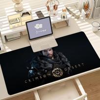 Game C-Crimson D-Desert Mouse Pad Anti Slip Rubber Edge Locked Thickened Laptop Gaming Desk Mat 30x60cm gray