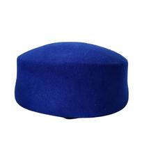 Solid Color Fedora Hat Flat-Top Felt Beret Hat Elegant Faux Wool Pillbox Hat  Women mėlyna