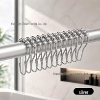 Rustproof Silent Stainless Steel Gourd Ball Bearing Shower Curtain Hooks Pack of 12 balta