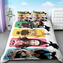 Duvet Cover Nezuko Kamado Bedding Set Anime Demon Slayer Comforter Bed Linen Single Twin Full Queen Size Kids Girl Boys Gift 140*200cm/55x79in Single/Twin 3pcs