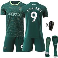 2025-26 Man City Trečias Rinkinys Žolės Žalias Futbolo Marškinėlių Rinkinys Haaland 9 Ventiliatoriaus Versija #24 žalia