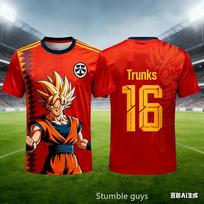 Dragon Ball Kids Football Jersey Goku Vegeta Fusion Print Boys Girls Soccer Short Sleeve Anime Men Casual Tee 5XL red