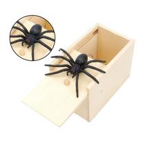 Spider Prank Box Pop Out Rubber Spider Handmade Wood Scare Box Party Game Surprise Joke Funny Trick Toy for Kids Halloween Gifts as show