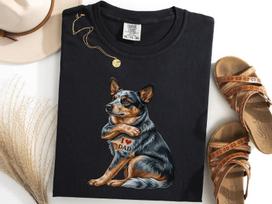 Australian Cattle Dog I Love Dad Shirt, Funny Heeler Fathers Day Tattoo Tee, Dog Lover Gift 150 black