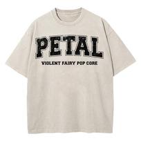 100 Cotton Vintage Washed Ariana Grande Petal Violent Fairy Pop Core T Shirts Menwomen Letter Live Laugh Love Retro Loose Tees S black
