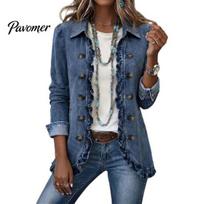 Floral Embellished Blazers Women Bohemia Jacket, Turndown Collar Ruffled Open Front Coat, Long Sleeve Outwear Slim Fit Casual for Fall Jackets M mėlyna