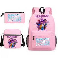 K-Pop Inspired Cute School Backpack Girls With Mirae Rumi Zoi Print Oxford Fabric Laptop Pocket Collection 3-Piece Set
