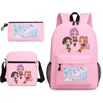 K-Pop Inspired Cute School Backpack Girls With Mirae Rumi Zoi Print Oxford Fabric Laptop Pocket Collection 3-Piece Set