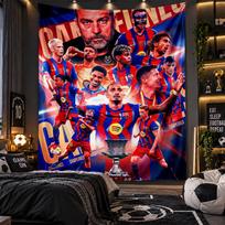 Wall Hanging Tapestry Lamine Yamal Print Cloth for Living Room Bedroom Home Decor 100cmx150cm red