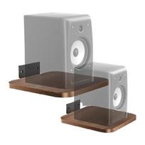 Solid Wood Soundbar Shelf For Small Speakers Offering Adjustable Size And Safe curvilinear Edges 1 gray