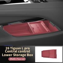 For Tiguan L Pro 2025 2026 Central Control Storage Box, Double Layer Waterproof Anti-Slip Car Organizer with Privacy Cover raudona