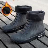 Madingi vyriški batai nuo lietaus Guminiai guminiai batai iki blauzdos vidurio Neperšlampami darbiniai batai Patogūs raudoni neslystantys vyrų batai žvejybai 37 black