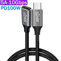 5A Type C Male Female 90 Angle Cable USB C Extension Cable Fast Charging USB Type C 3.1 PD100W Quick Charge With Corner Cables 1m/Straight gray
