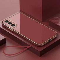 Prabangus kvadratinis dengtas dėklas Samsung Galaxy S21 5G SM-G991B, SM-G991N telefonui, smūgiams atsparus silikoninis galinis dangtelis, fundas For Galaxy S21 5G&Case & Strap brown