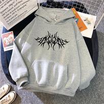 Naujiena Moteriški džemperiai Y2K stiliaus su gobtuvu ilgomis rankovėmis Puloveriai Mergaitėms Urbanistinis laisvalaikio mados laisvi džemperiai Streetwear XS gray