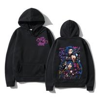 Arcane Jinx Hoodie Fashion Men Harajuku Anime Rabbit Monkey Hoodies Unisex Funny Cute Cartoon Bunny Pullovers Sweatshirts Hoodys S black