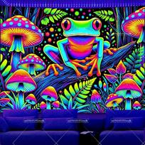 Varlė Juodos šviesos gobelenas Hipis Grybų gobelenai UV reaktyvus Miško urvo gobelenas Galaktikos kosmoso Neono gobelenai Kambario dekoras 150x130cm