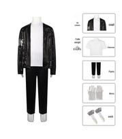 Michael Jackson Unisex Sceninis Blizgučių Kostiumas Vaikams ir Suaugusiems 130 cm black