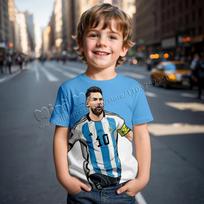 3D spausdintas Messi futbolo marškinėlis 2-14 metų vaikams Vasara 2026 Vaikų drabužiai Šaunūs marškinėliai vaikams Stich Berniukai Vaikų drabužiai 110 gray