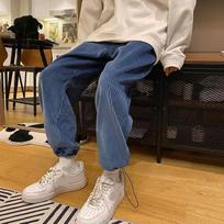 M-2XL Didelės Privathinker Vyras Laisvalaikio haremo kaklaraištis tiesios kelnės Moteris Velvetas Vienspalvis Oversize Kelnės Vyras Šiltos Korėjos Streetwear kelnės 2XL mėlyna